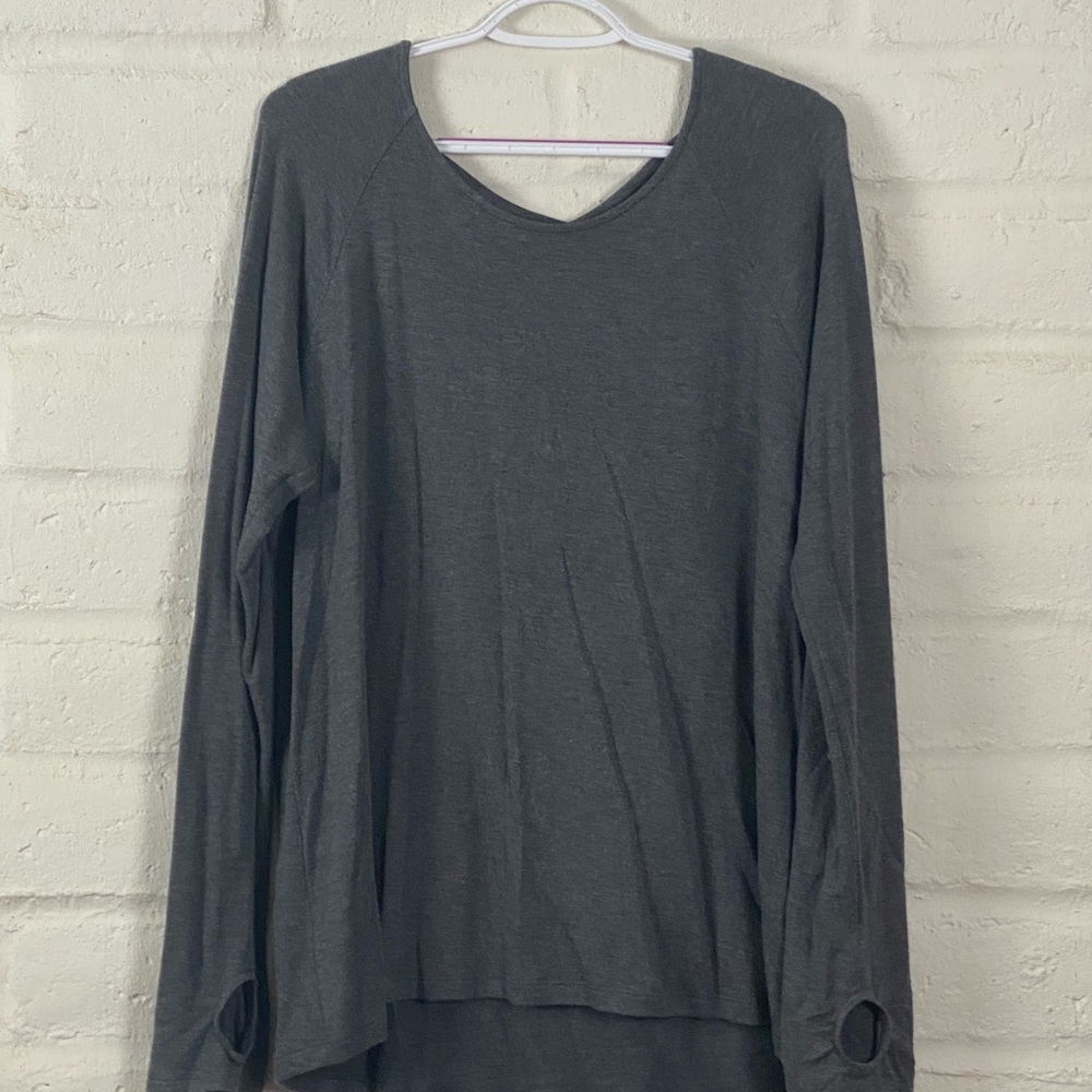 Gray Tee, cross cross back detail